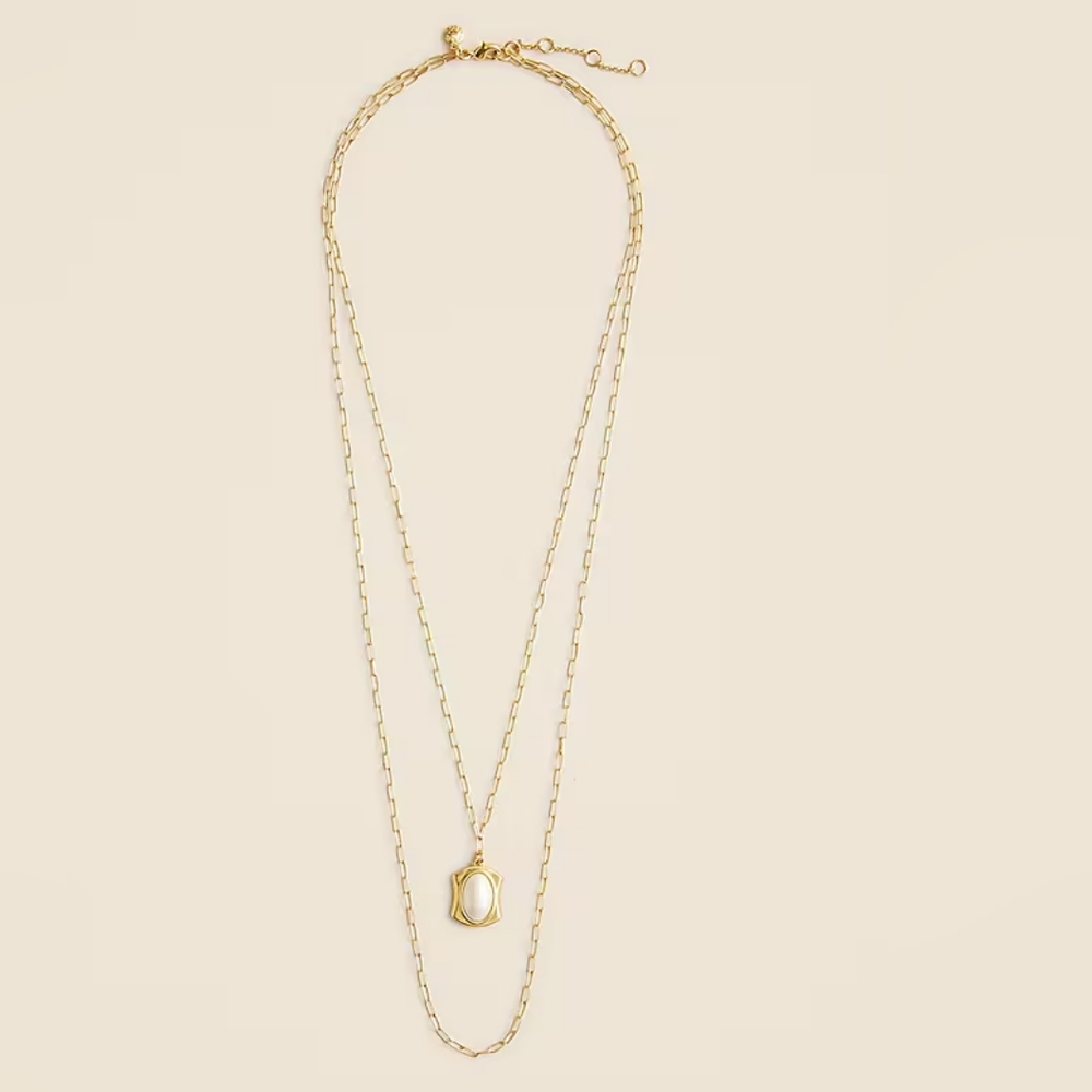 J.Crew Layered Pearl Pendant Necklace, Gold/ White - Picture 2 of 8